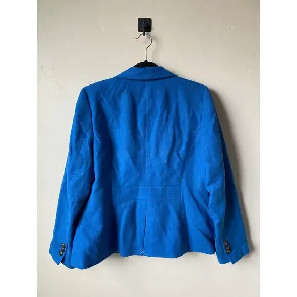 NWT Talbots Blue Wool Blend 2 Crested Button Lined Career Blazer Jacket Sz 12